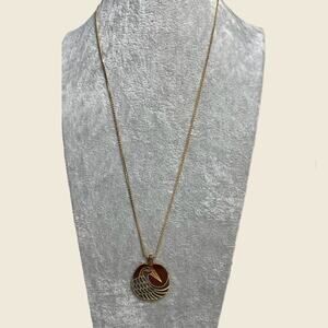 Laurel Burch Crane Enamel Pendant Necklace GF Chain